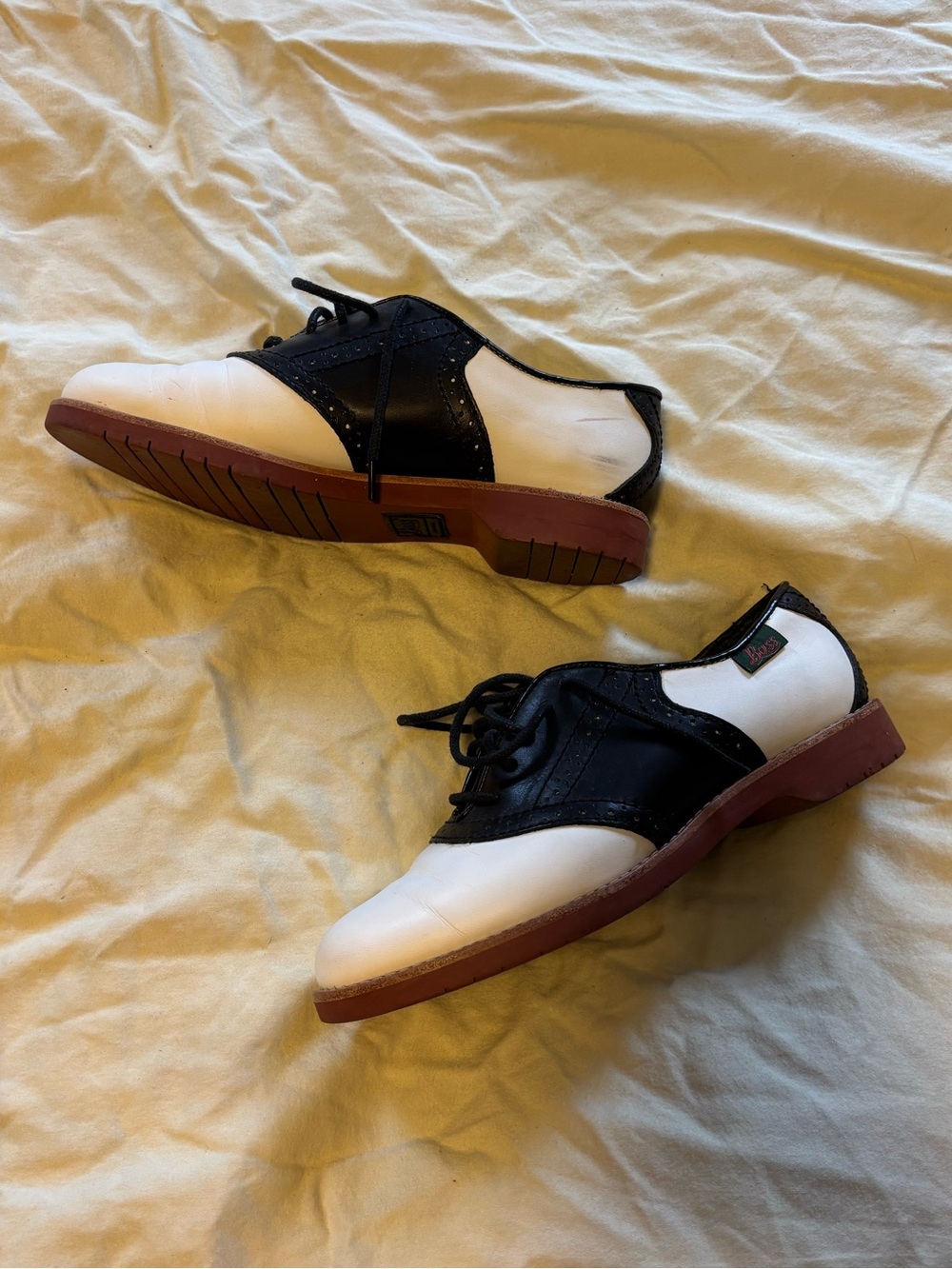 Bass Black and White Saddle Shoes, Women Size 6 Retro